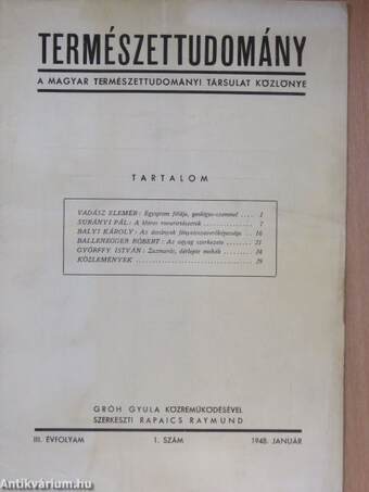 Természettudomány 1948. január