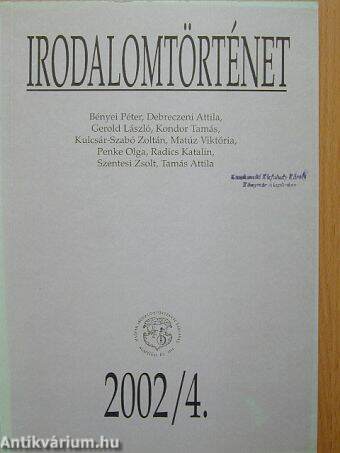 Irodalomtörténet 2002/4.
