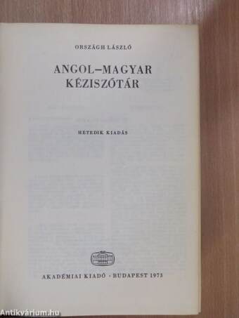 Angol-magyar kéziszótár