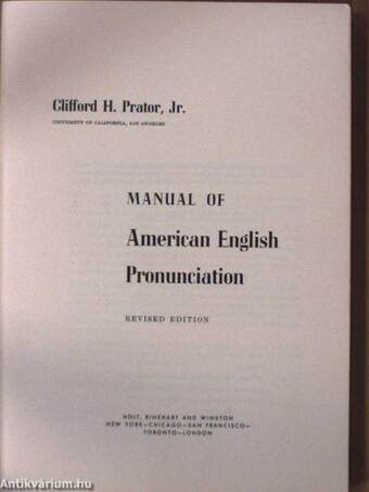 Manual of American English Pronunciation