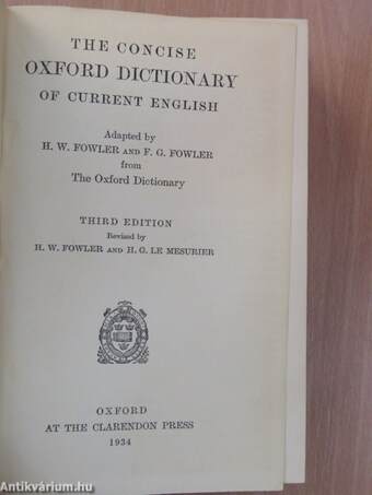 The Concise Oxford Dictionary of Current English