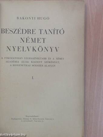 Beszédre tanító német nyelvkönyv I.