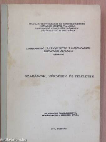 Labdarugó játékvezetői tanfolyamok oktatási anyaga