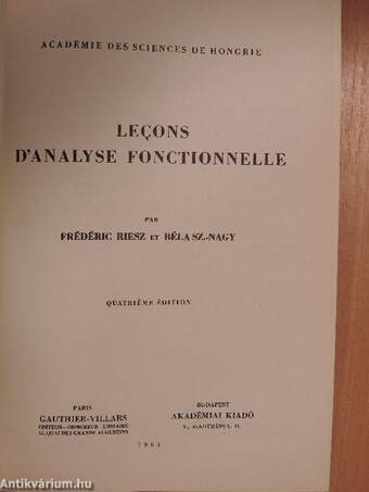 Lecons d'analyse fonctionnelle