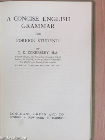 A Concise English Grammar for Foreign Students