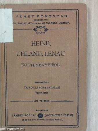 Heine, Uhland, Lenau költeményeiből