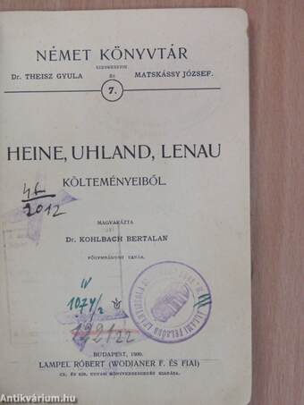 Heine, Uhland, Lenau költeményeiből