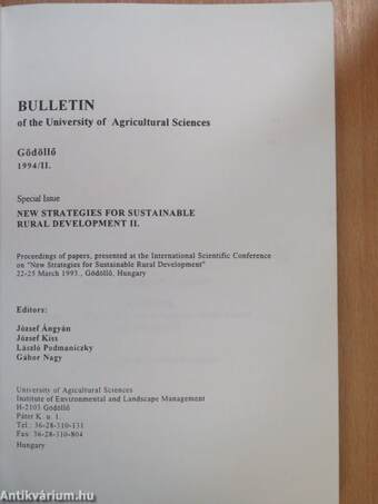 Bulletin of the University of Agricultural Sciences 1994/II.