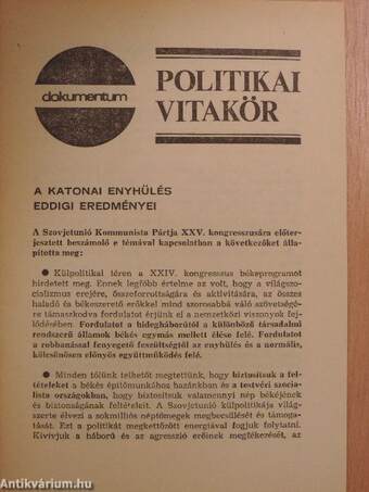 Politikai Vitakör 1976/3.