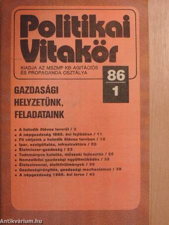 Politikai Vitakör 1986/1.