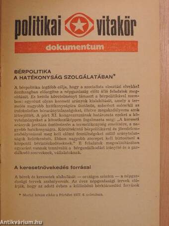 Politikai Vitakör 1977/6.