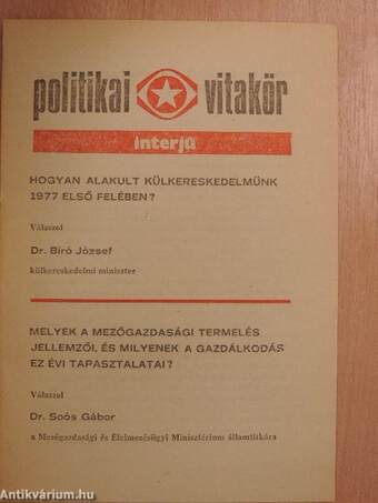 Politikai Vitakör 1977/9.