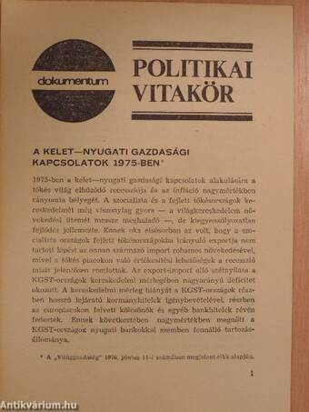 Politikai Vitakör 1976/7.