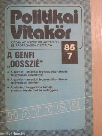 Politikai Vitakör 1985/7.