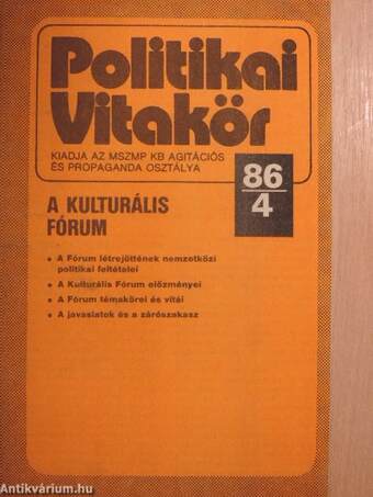 Politikai Vitakör 1986/4.