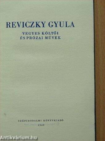 Reviczky Gyula művei II. (töredék)