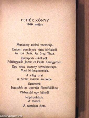 Fehér Könyv 1900. május