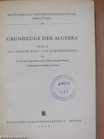 Grundzüge der Algebra II. (töredék)