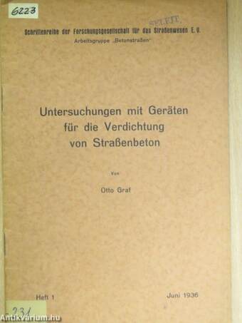 Untersuchungen mit Geräten für die Verdichtung von Straßenbeton 