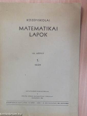 Középiskolai matematikai lapok 1954. IX. kötet 1-5. szám