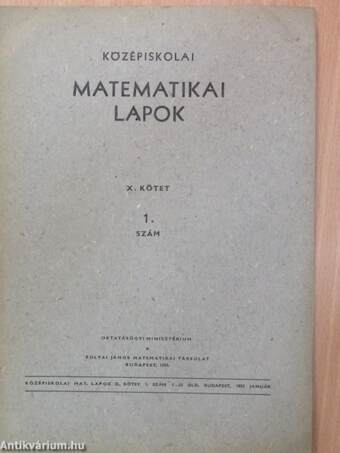 Középiskolai matematikai lapok 1955. X. kötet 1-5.