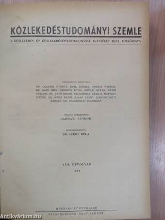 Közlekedéstudományi szemle 1958. január-december