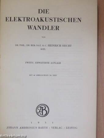 Die Elektroakustischen Wandler