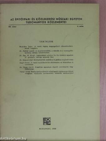 Az Építőipari és Közlekedési Műszaki Egyetem Tudományos Közleményei XII/4.