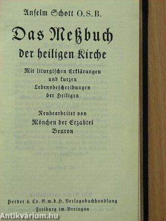 Das Meßbuch der heiligen Kirche