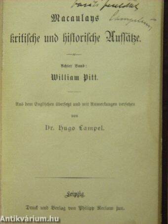 Macaulays kritische und historische Aufsätze (Gótbetűs)