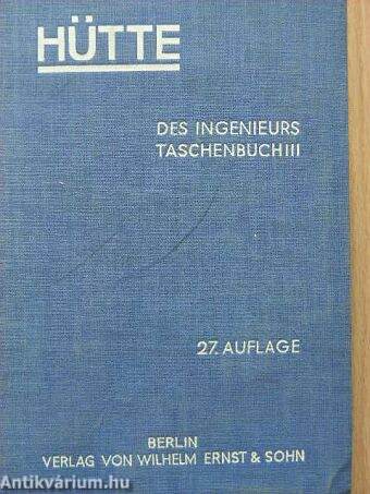 "Hütte" Des Ingenieurs Taschenbuch III. (töredék)