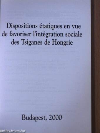 Measures taken by the state to promote the social integration of Roma living in Hungary/Dispositions étatiques en vue de favoriser l'intégration sociale des Tsiganes de Hongrie