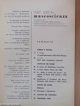 Museoscienza maggio - giugno 1972.