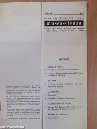 Museoscienza marzo - aprile 1966.