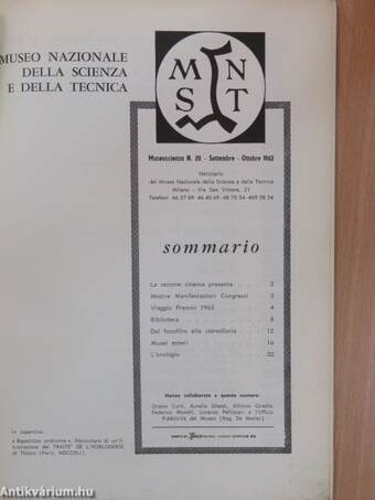 Museoscienza Settembre - Ottobre 1963.