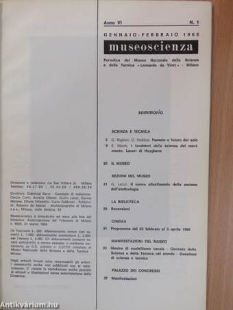 Museoscienza gennaio - febbraio 1966.