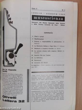 Museoscienza luglio - agosto 1965.