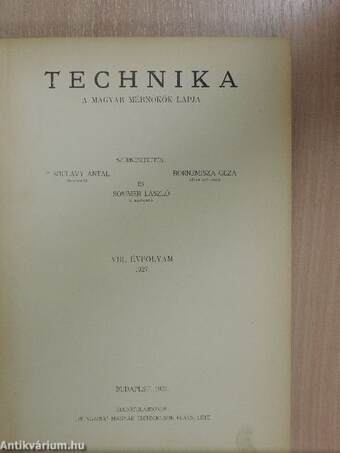 Technika 1927. (nem teljes évfolyam)
