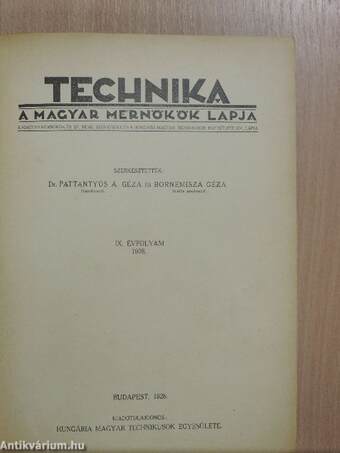 Technika 1928. (nem teljes évfolyam)