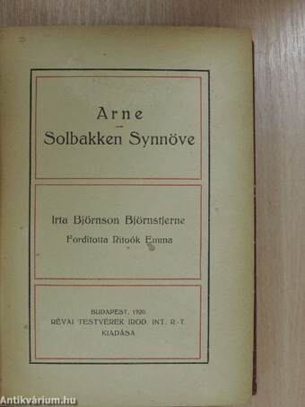 Arne/Solbakken Synnöve/Arthur Gordon Pym csodálatos kalandjai