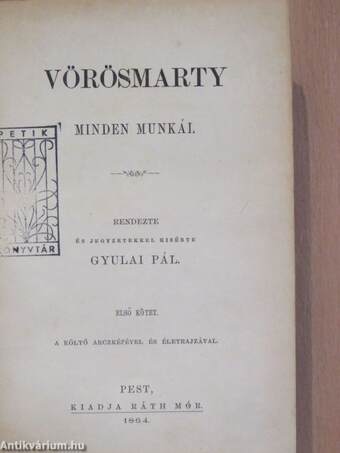 Vörösmarty minden munkái I-XII.