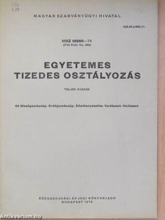 Egyetemes tizedes osztályozás 63.