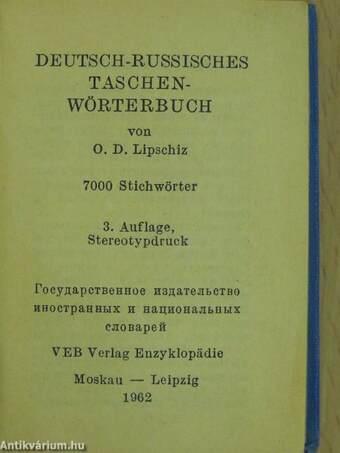 Deutsch-Russisches Taschenwörterbuch (minikönyv)