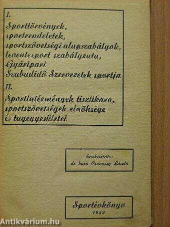 Sportévkönyv 1942.