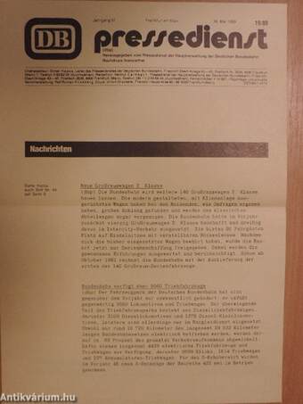 Pressedienst der Deutschen Bundesbahn 16. Mai 1980