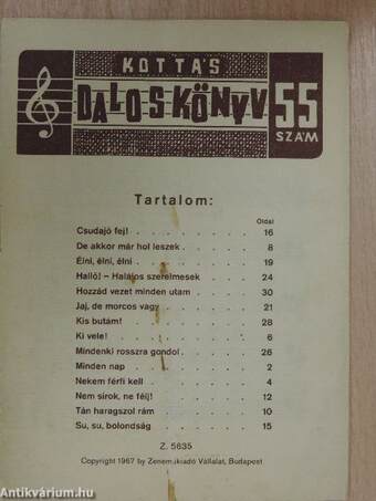 Kottás daloskönyv 55.