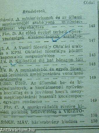 A Magyar Államvasutak Hivatalos Lapja 1954. (nem teljes évfolyam)