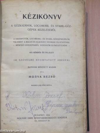 Kézikönyv a gőzkazánok, locomobil és stabil-gőzgépek kezeléséről