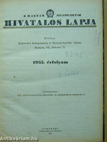 A Magyar Államvasutak Hivatalos Lapja 1955. I-II.