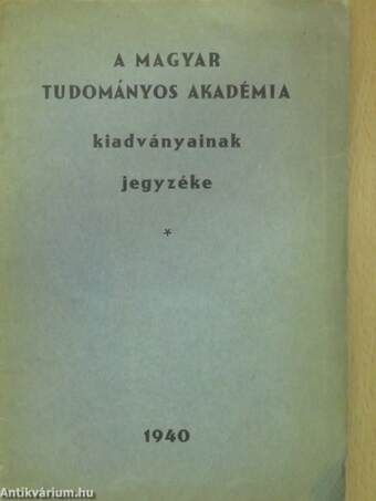 A Magyar Tudományos Akadémia kiadványainak jegyzéke